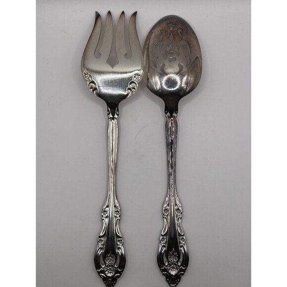 Set of 2 Oneida community Silver Artistry Silver plate Serving Set 1965 pierced - Picture 3 of 3